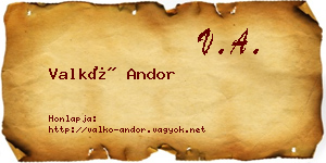 Valkó Andor névjegykártya