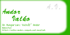 andor valko business card